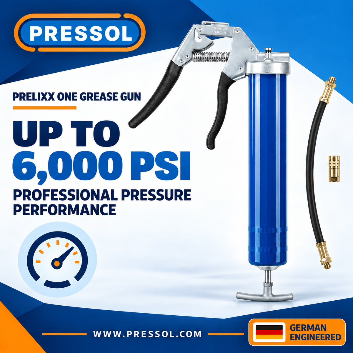 Pressol PRELIxx ONE Single-Hand Grease Gun – 14 oz., 6,000 PSI