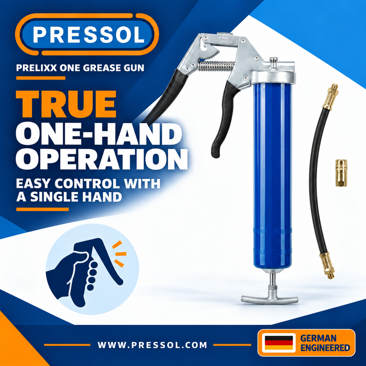 Pressol PRELIxx ONE Single-Hand Grease Gun – 14 oz., 6,000 PSI