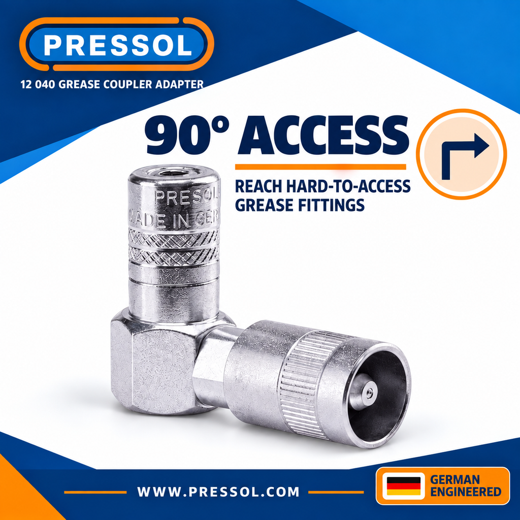 Pressol 12 040 90-Degree Grease Coupler Adapter – 12,000 PSI, Quick-Connect Design