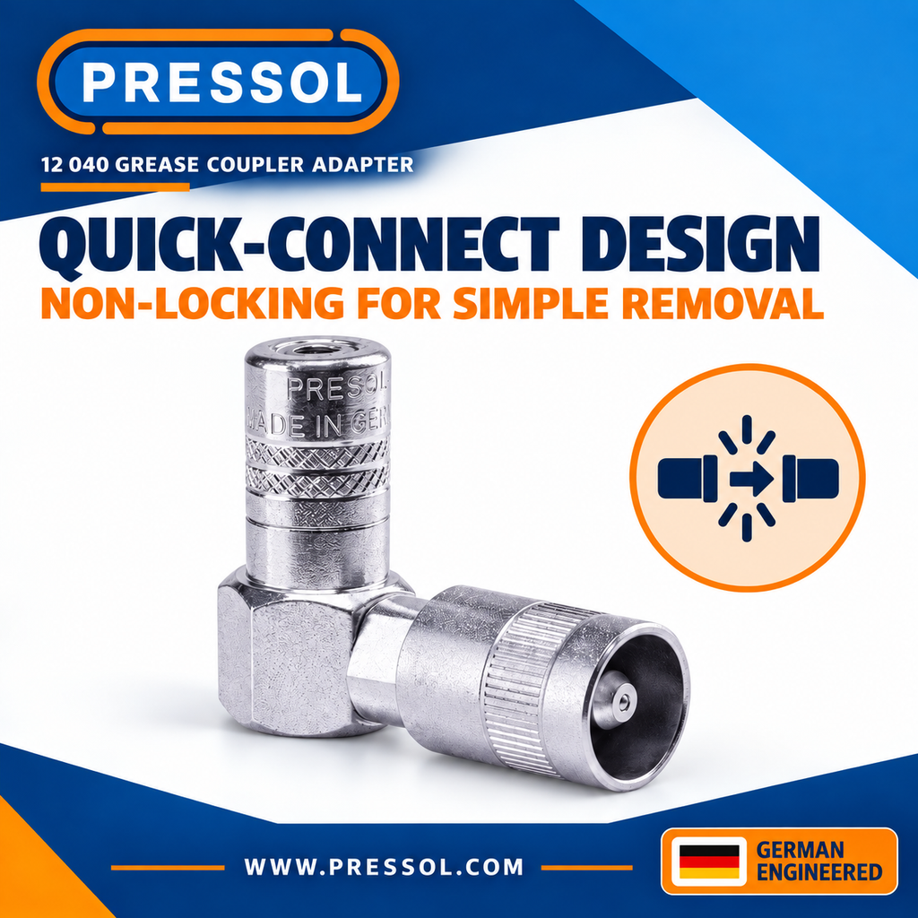 Pressol 12 040 90-Degree Grease Coupler Adapter – 12,000 PSI, Quick-Connect Design