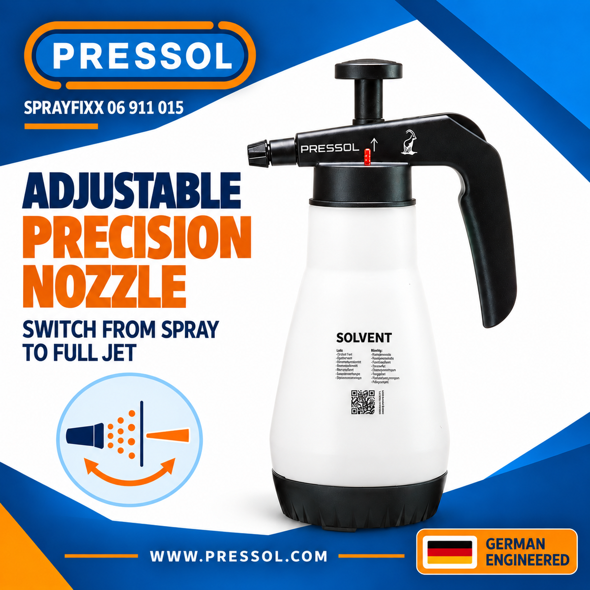 Pressol 06 911 015 SPRAYFIxx Professional Solvent Pressure Sprayer – 40.6 oz., FKM Seals