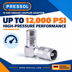 Pressol 12 040 90-Degree Grease Coupler Adapter – 12,000 PSI, Quick-Connect Design