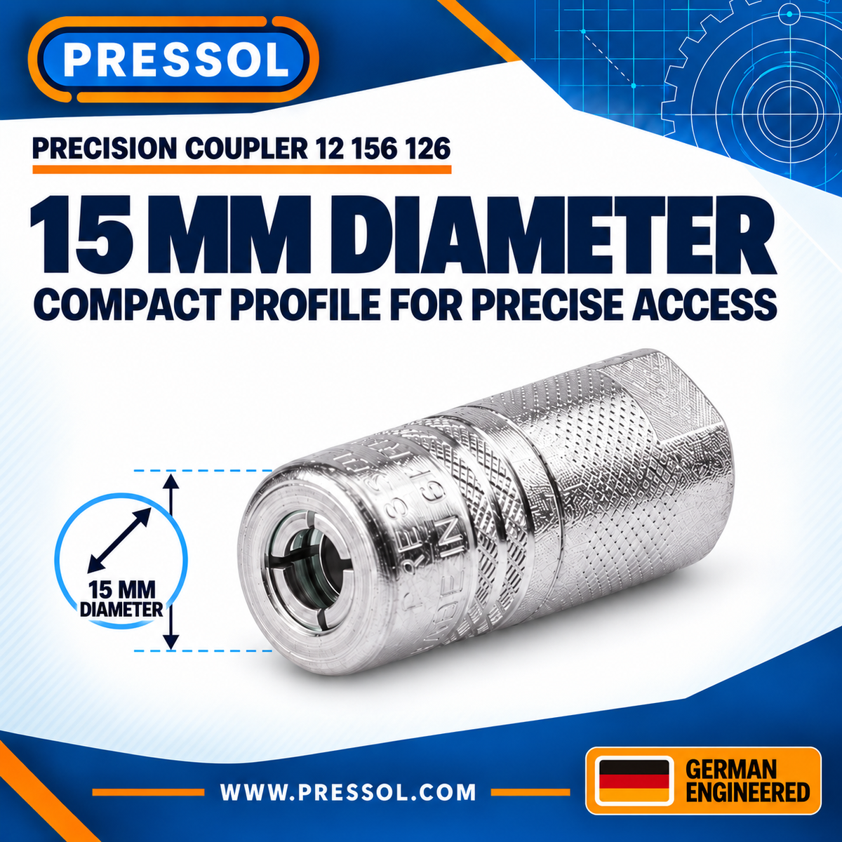 Pressol Precision Grease Coupler – 4-Jaw, 1/8-Inch FNPT – SKU 12 156 126