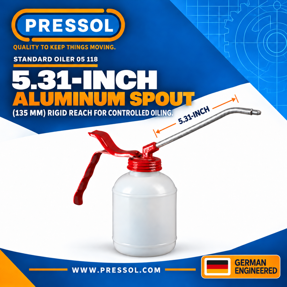 Pressol 05 118 Precision Oiler with Rigid Aluminum Spout – 12 fl oz