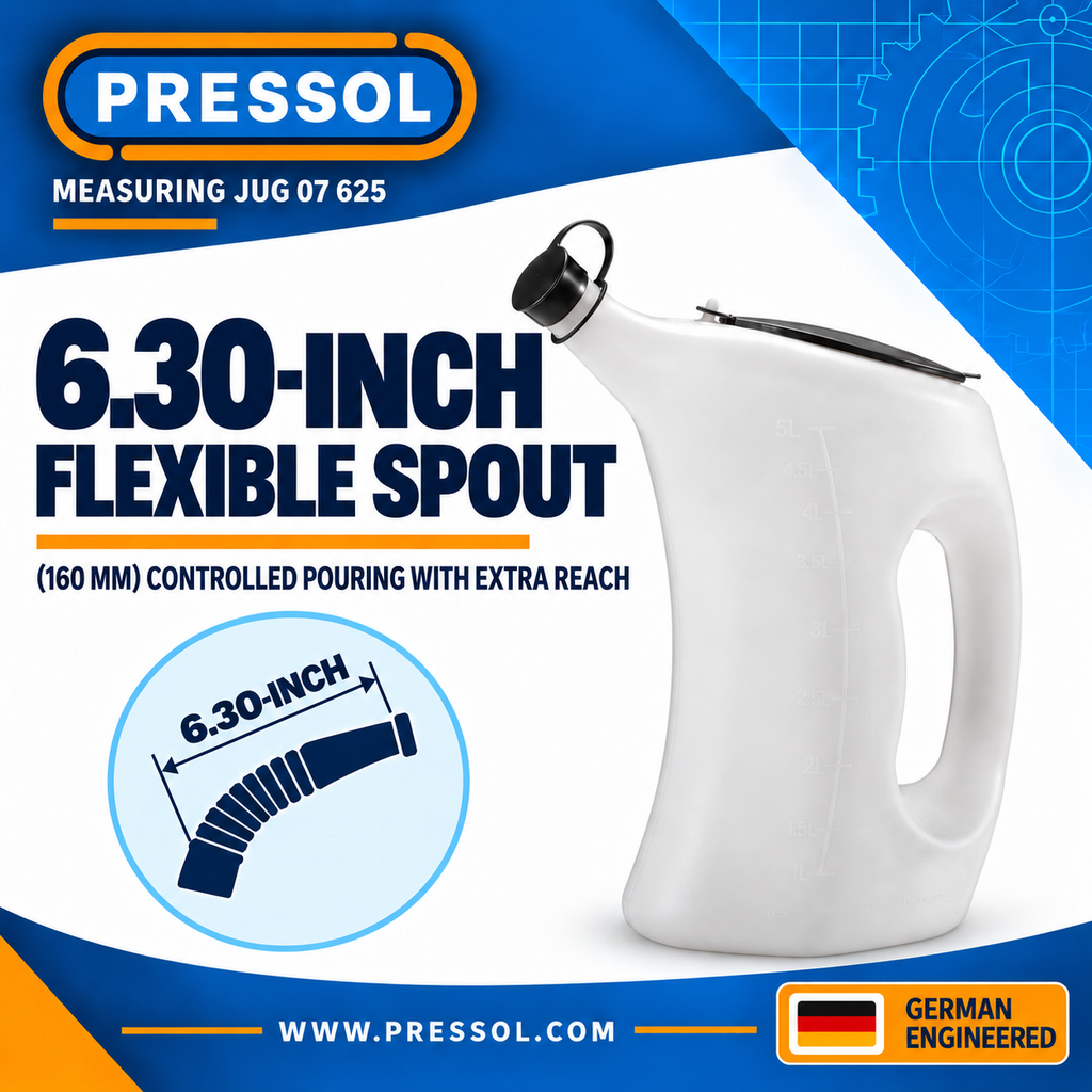 Pressol 07 625 Professional Measuring Jug with Lid & Flexible Spout – 5 Quart