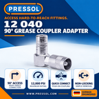 Pressol 12 040 90-Degree Grease Coupler Adapter – 12,000 PSI, Quick-Connect Design