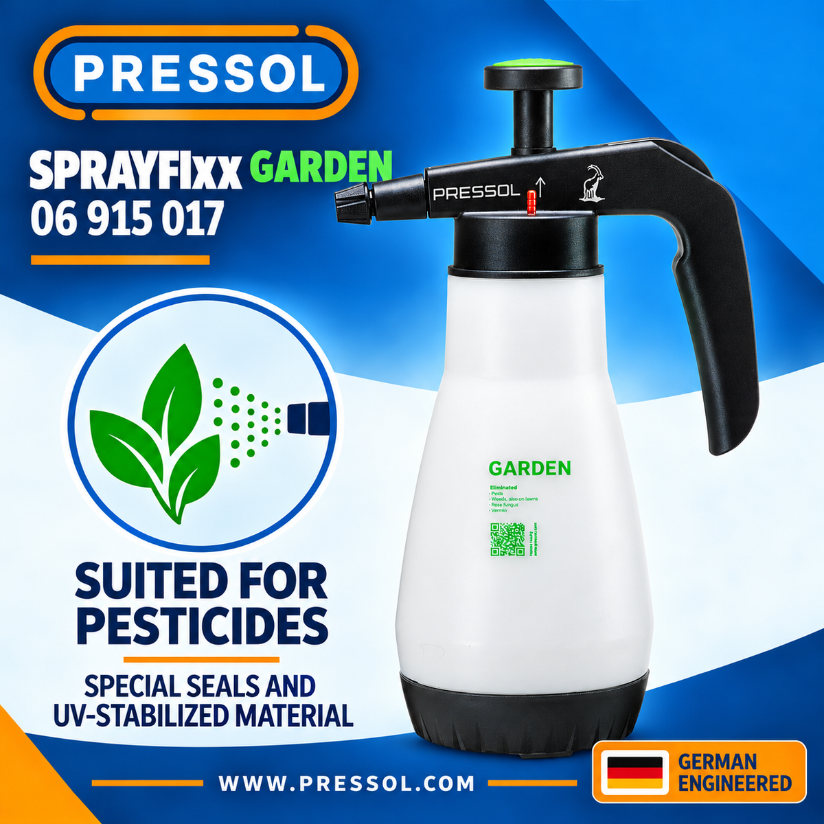Pressol 06 915 017 SPRAYFIxx Garden Pressure Sprayer — 40.6 fl oz, Adjustable Nozzle